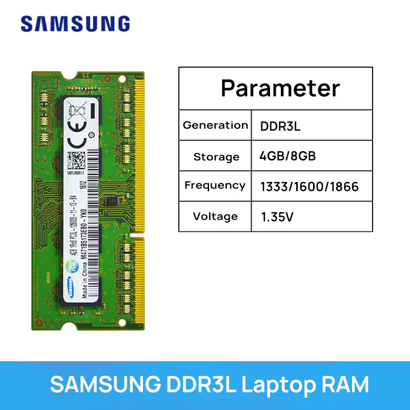【Free-delivery】 Memory DDR3L 1.35V / DDR3 1.5V 1333 1600 MT/s MHz 4GB 8GB RAM 204pin SO-DIMM Memory for Notebook.