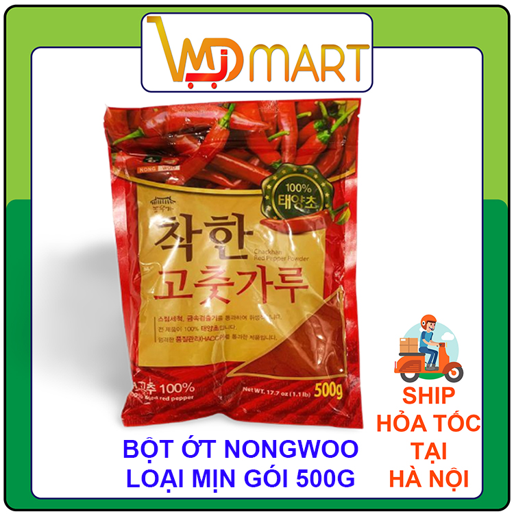 Bột Ớt Nongwoo Chackhan Hàn Quốc Gói 500G (Có 2 Loại Cánh Và Mịn)