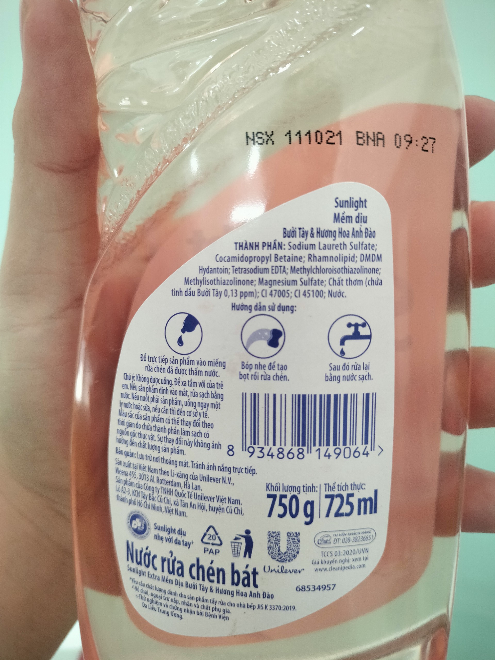 NƯỚC RỬA CHÉN SUNLIGHT Mềm Dịu  (750g)