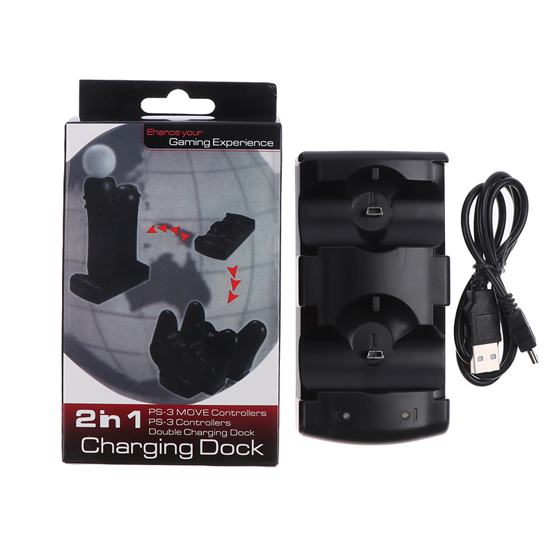 【Booming】 USB Dual Charger Station For PS3 Controller Joystick Powered Charging Dock Gampad Navigation.