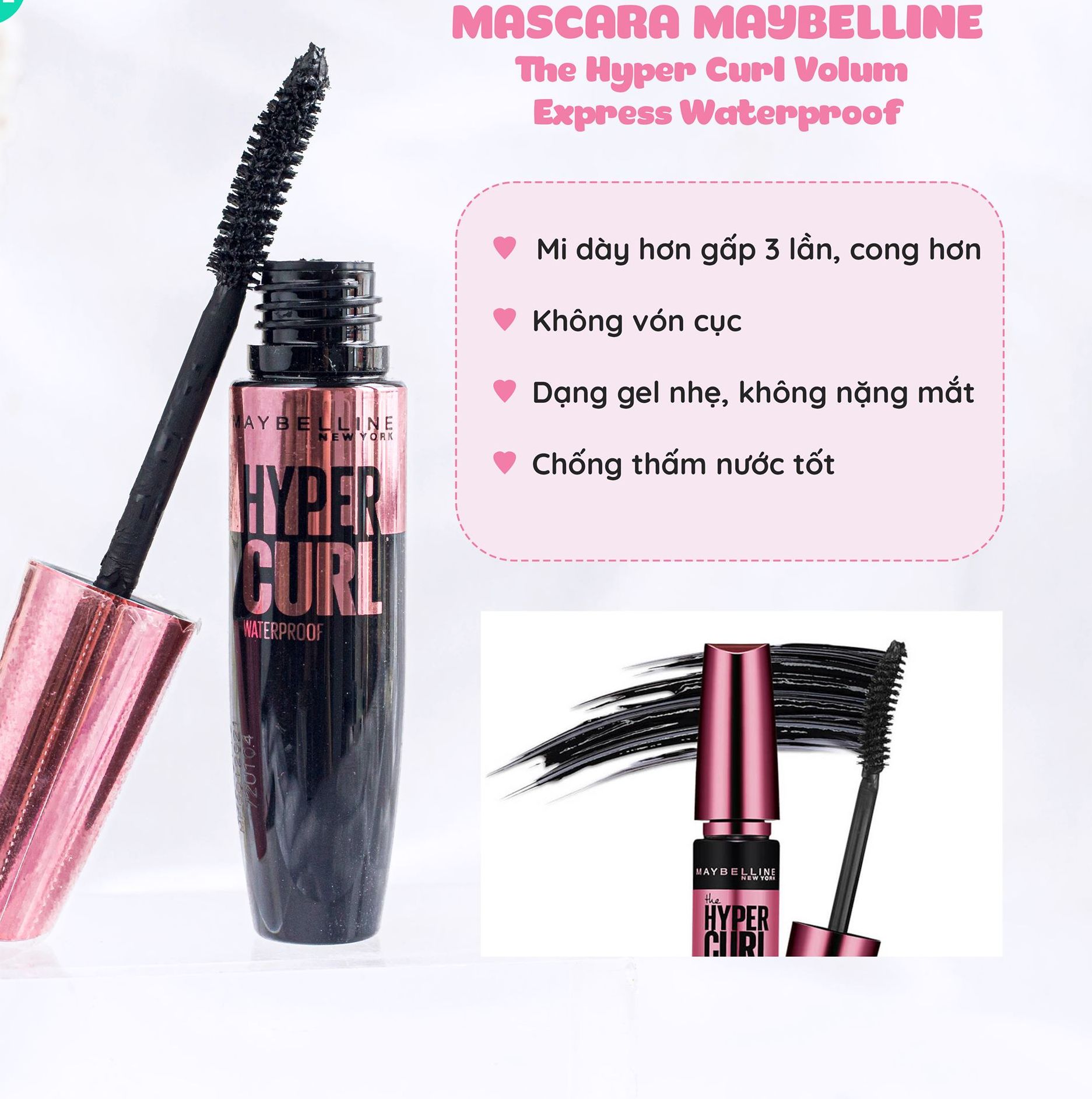 Mascara Maybelline Làm Cong Mi 100° 9.2ml Hyper Curl Volum' Express Mascara