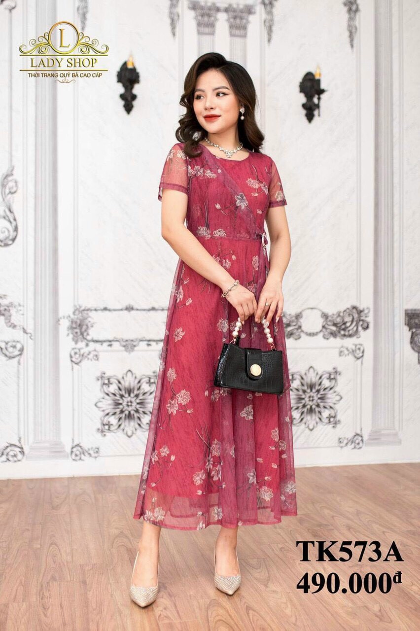 Đầm xoè vintage voan hoa tôn dáng cực xinh cho các nàng pham tien store