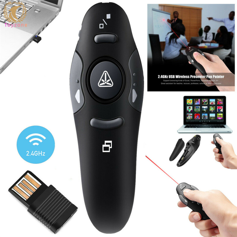 🚀USB Presenter Wireless 2.4 GHz Powerpoint Remote Control Pointer Red Presentation Remote Control For Computer Laptop
