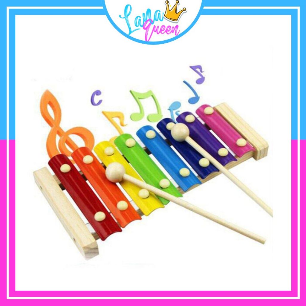 Nhạc cụ đàn gõ xylophone 8 thanh cho bé - đồ chơi gỗ lana queen