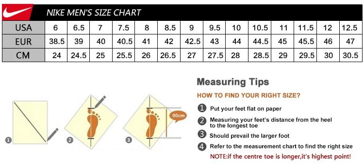 nike zoom size chart