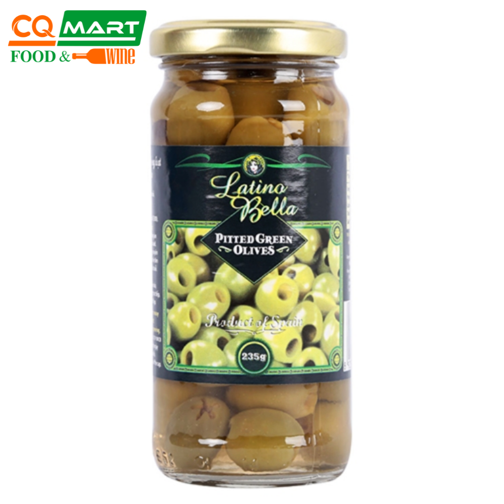 Olive xanh tách hạt latino bella hũ 235g