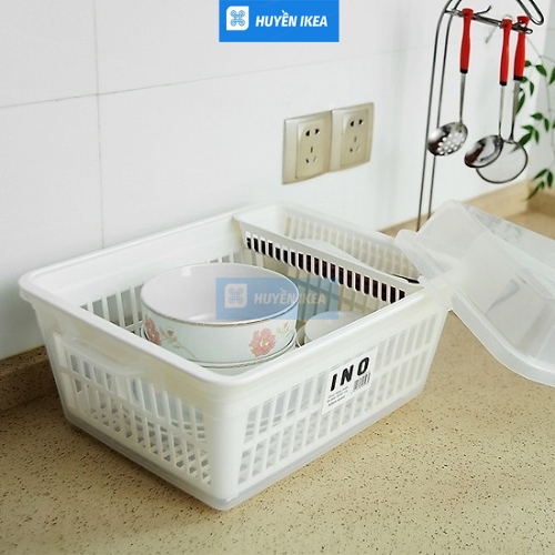 Rổ úp chén bát dĩa có nắp Inomata