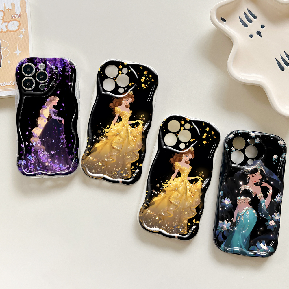 Jizetin for Redmi A3 A3x Back Cover Back Cover Beautiful Princess Cream Wavy Edge Soft Silicone Phone Case. 