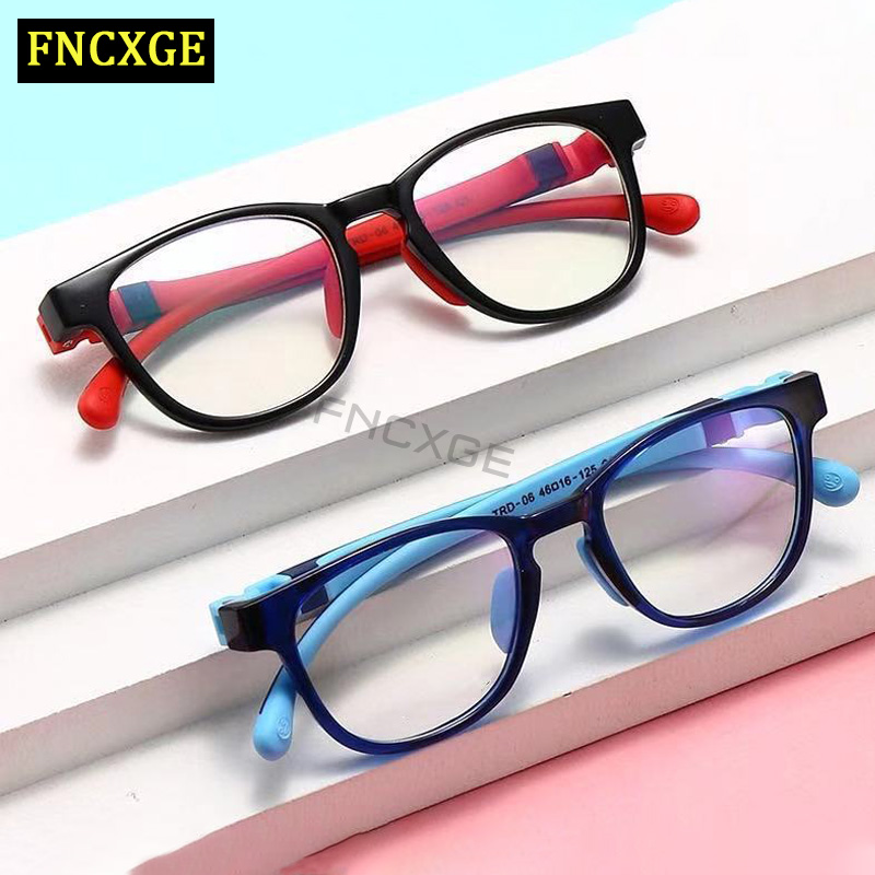 FNCXGE Kids Silicone Frame Glasses Anti-Blue Light Children's Anti