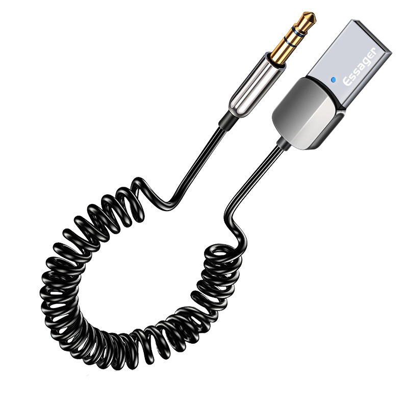 Essager Bluetooth Receiver 5.0 Aux Car Adapter USB to 3.5mm Audio Jack Music Handsfree Mic Car Speaker Kit Speaker Transmitter