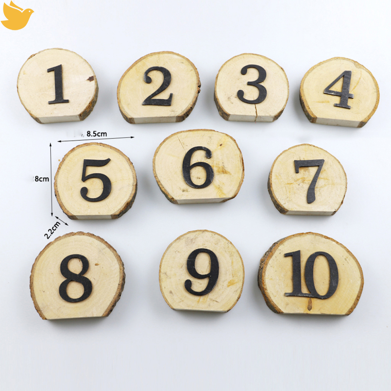 1-10 Digital Wooden Block Engraved Wedding Table Numbers Rustic Table Decor Ornaments