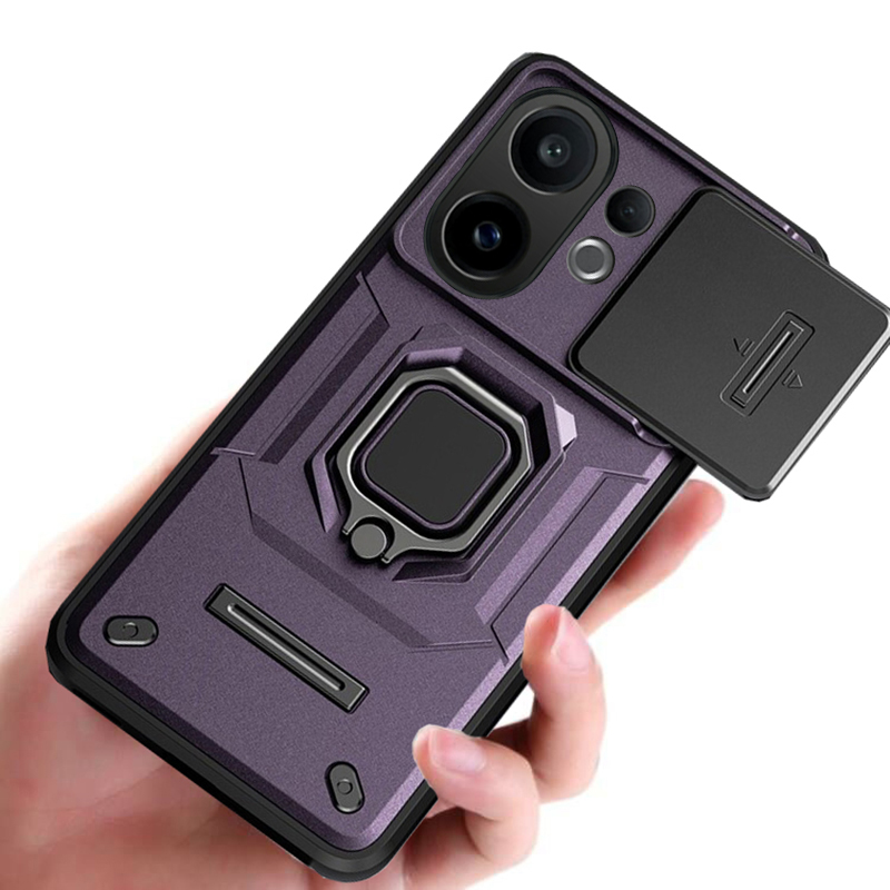 For OPPO K13 Turbo Phone Case Camera Lens Protector Shockproof Armor Iron Metal Car Ring Kickstand Bracket Casing for OPPO K13 Turbo Pro Cover Casing HP.
