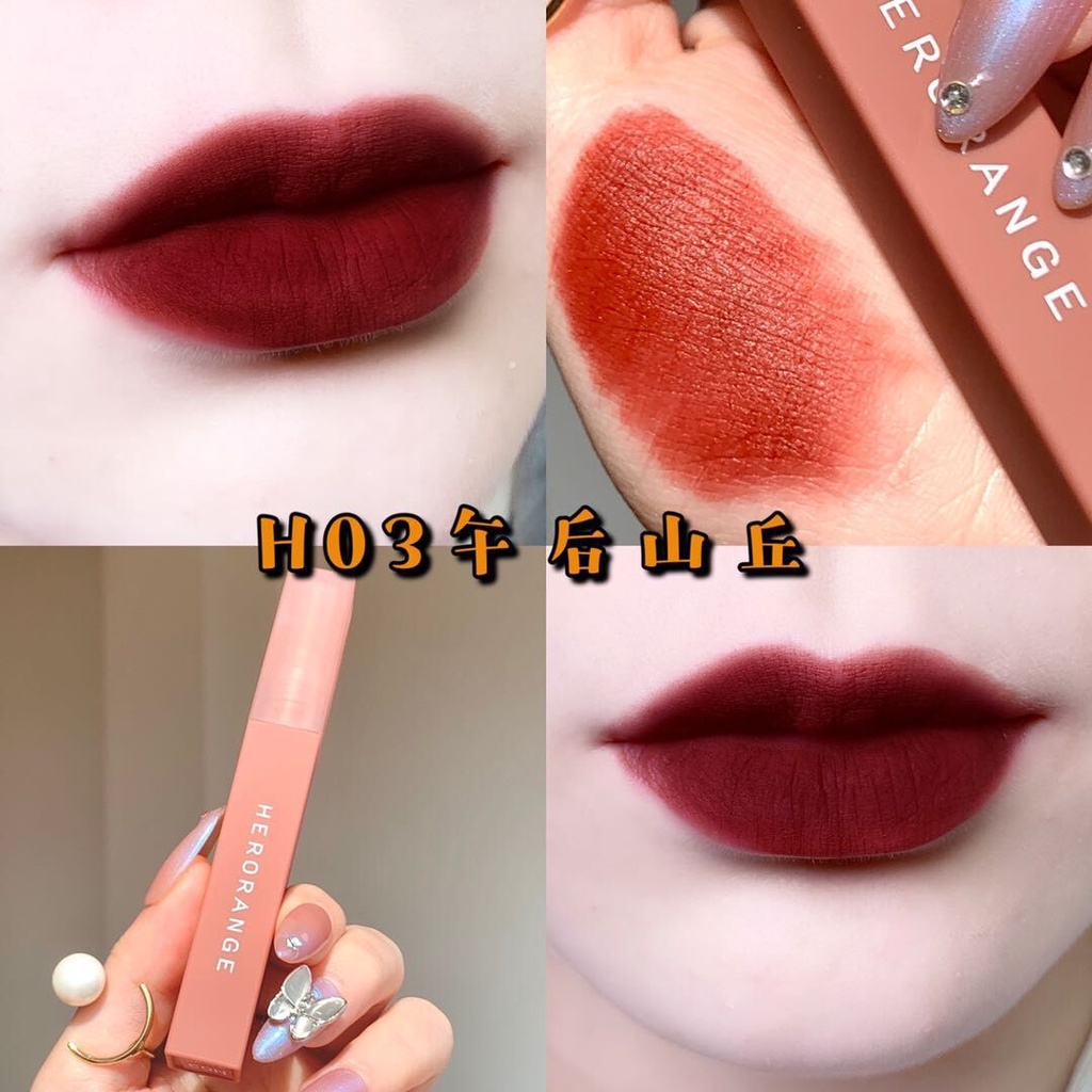 Son kem lì herorange mềm mịn như nhung chống thấm nước ,chống khô môi, lâu trôi son
