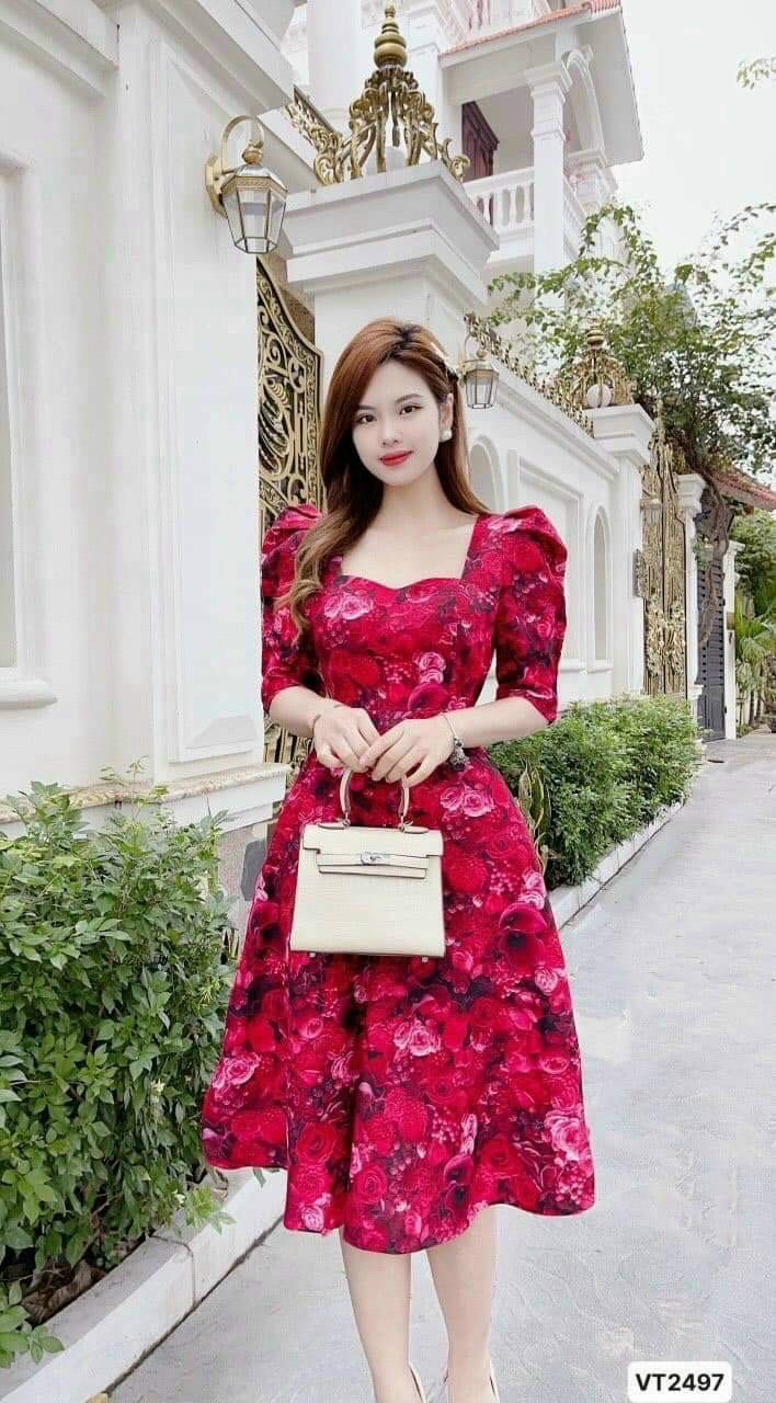 Đầm hoa đi tiệc, đầm hoa tay phồng, đầm cổ vuông, đầm dáng xòe, đầm hoa nhí, đầm maxi hoa đi biển, đầm công chúa, đầm tiểu thư dáng xòe bồng dễ thương
