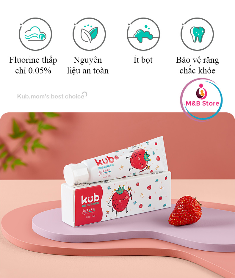 Kem Đánh Răng Cho Bé, Flo Thấp 0.05%, Tuýp 50g - KUB