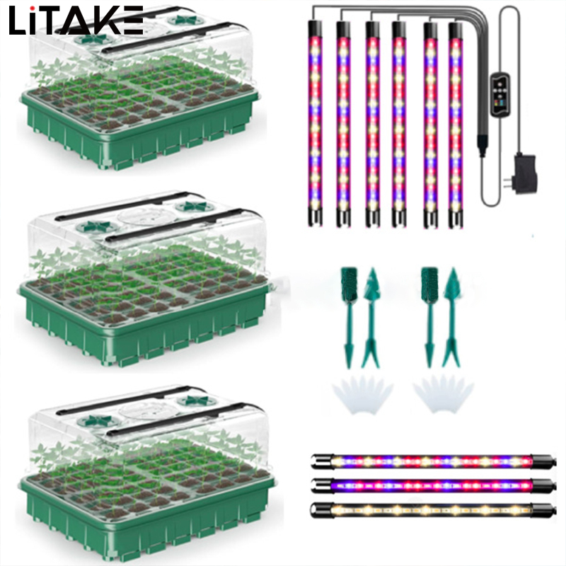 Starter Tray With Grow Light 80 Cells Seed Starter Kits Adjustable Humidity And Temperature Switch Seed Starter Tray For Plants