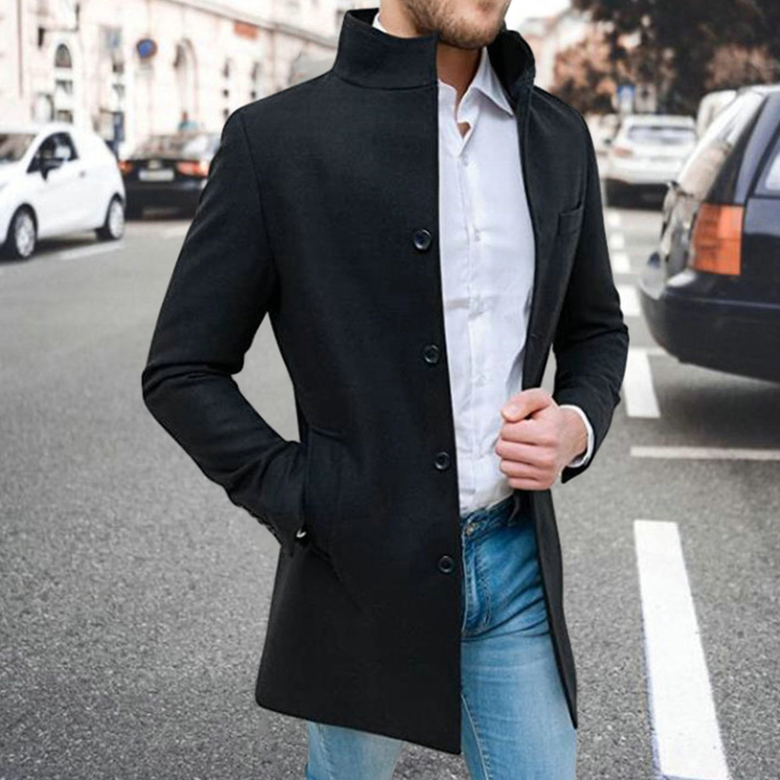 Men's thigh length winter coat best sale