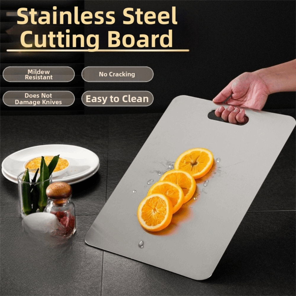 Double-Sided Stainless Steel Cutting Board Thickened Mildew-Proof Fruit Cutting Board Multi-functional Chopping Tray Household Use