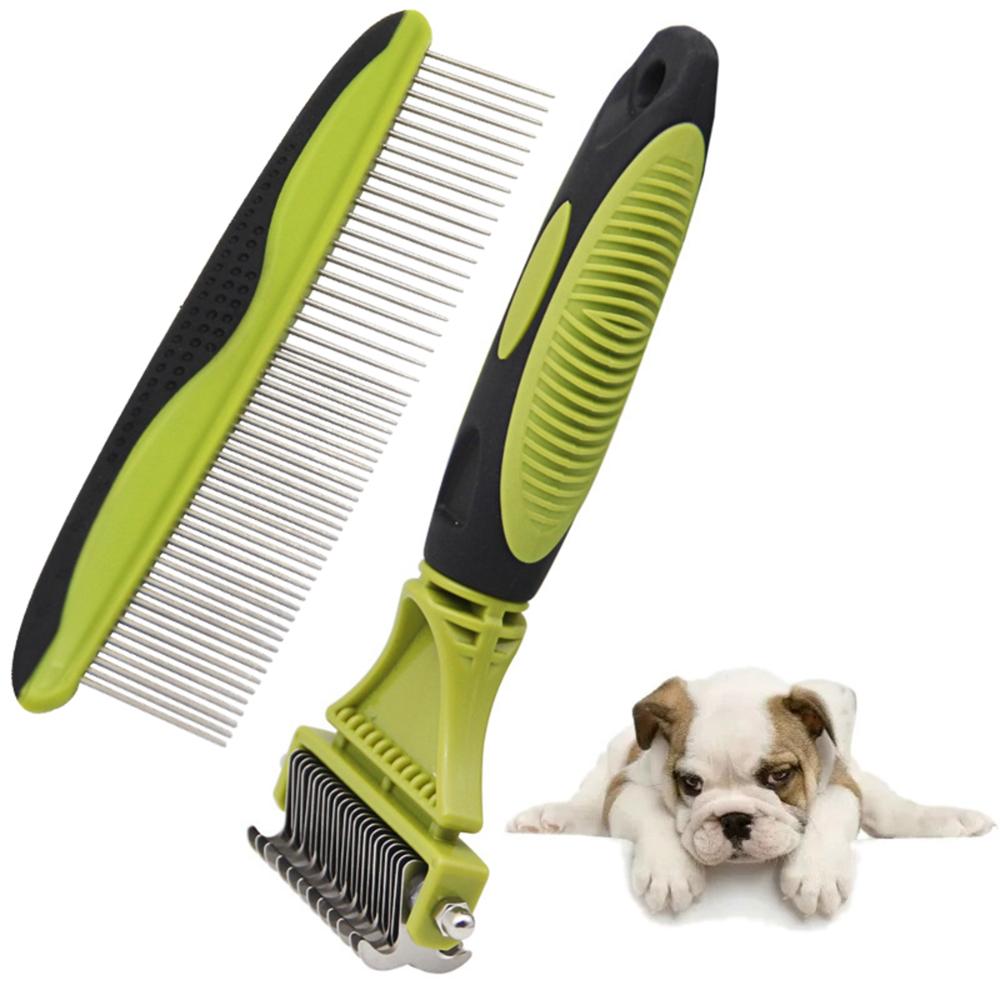 HTRF Pet Supplies Stainless Steel Dematting Dog Grooming Comb Kit Fur