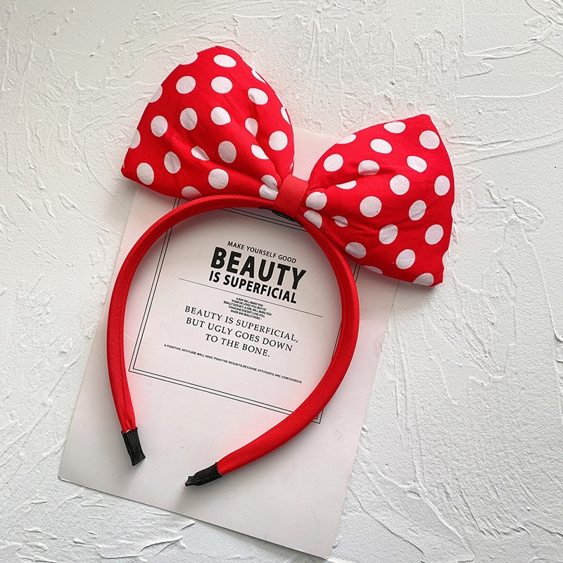 CC35 Cài tóc băng đô nữ bờm MICKEY nơ đỏ