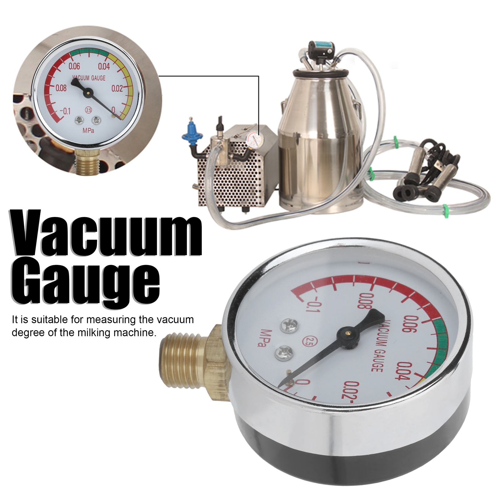 Vacuum Regulator ‑0.1‑0Mpa Milking Vacuum Gauge Corrosion‑Resistant