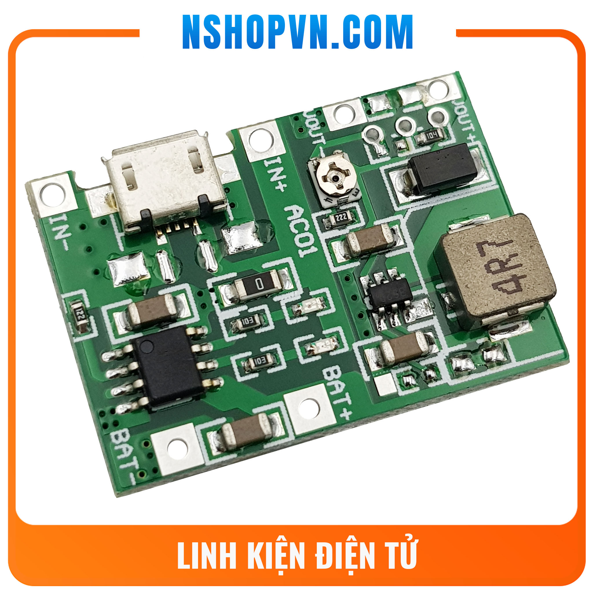 Mạch sạc pin 18650 1S tích hợp tăng áp 27V