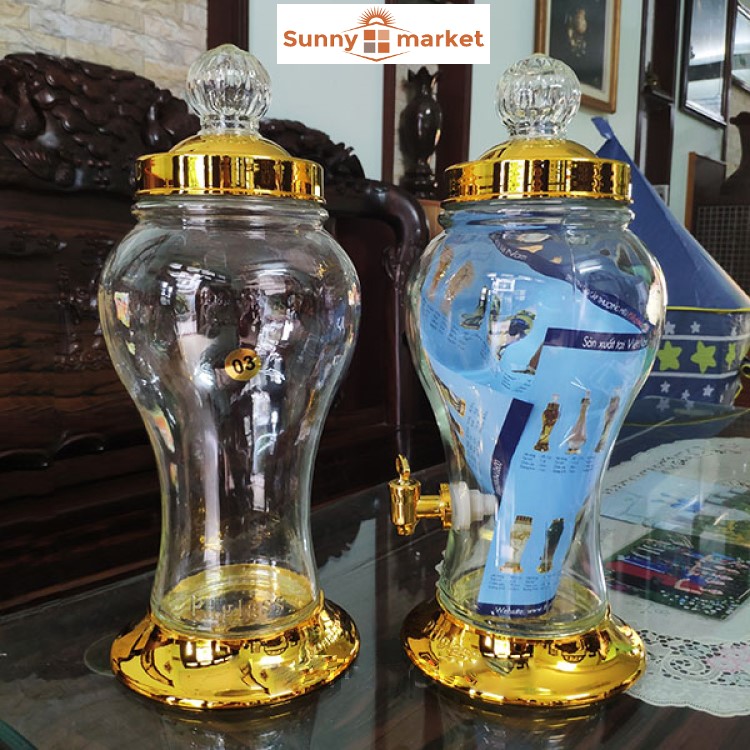 Bình thuỷ tinh ngâm sâm Phú Hòa dung tích 3 lít có van
