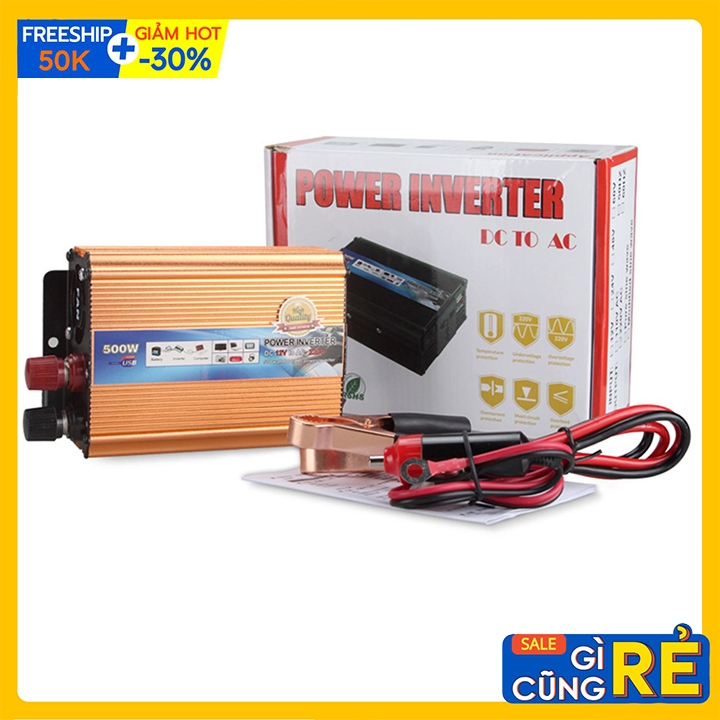 Máy kích điện, bộ đổi nguồn inverter 12v lên 220v 500W
