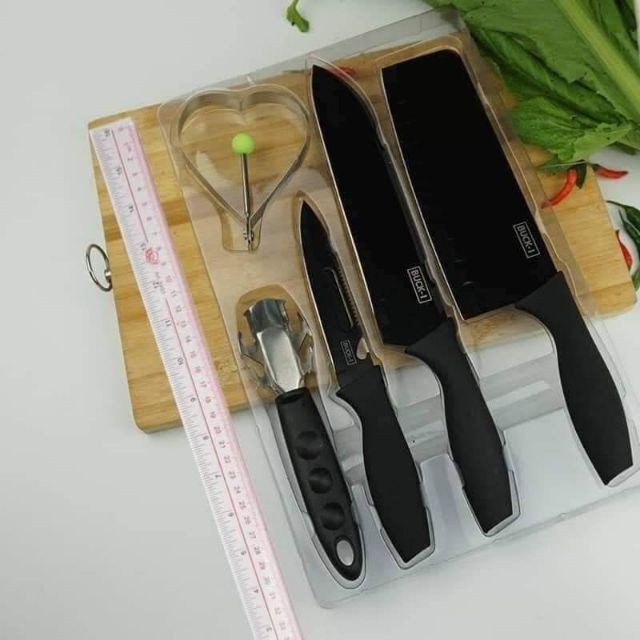 (BH12T) BỘ DAO NHÀ BẾP BUCK BLACK 5 MÓN GIÁ RẺ