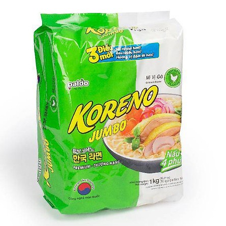 [Date 15/12/2024] Mì Koreno Jumbo Vị Gà Túi 10 Gói (100G/Gói)