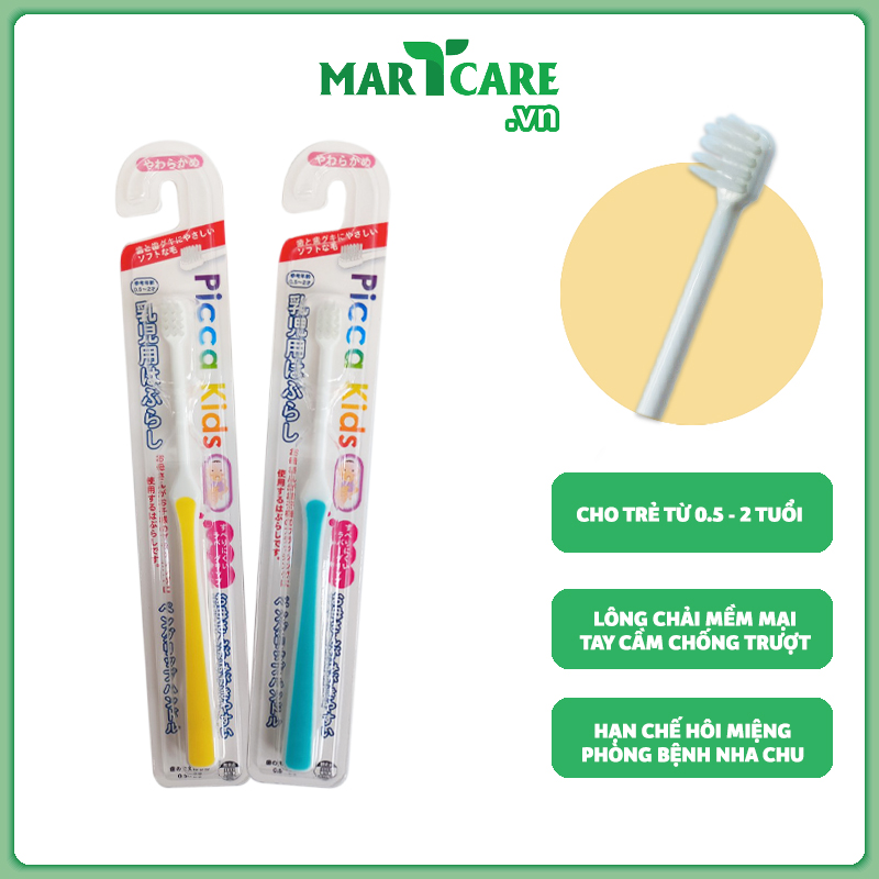 Bàn Chải Đánh Răng Nhật Bản Okamura Picca Kids Cho Bé Từ 0.5 Đến 12 Tuổi Kháng Khuẩn, Lông Mềm Mại