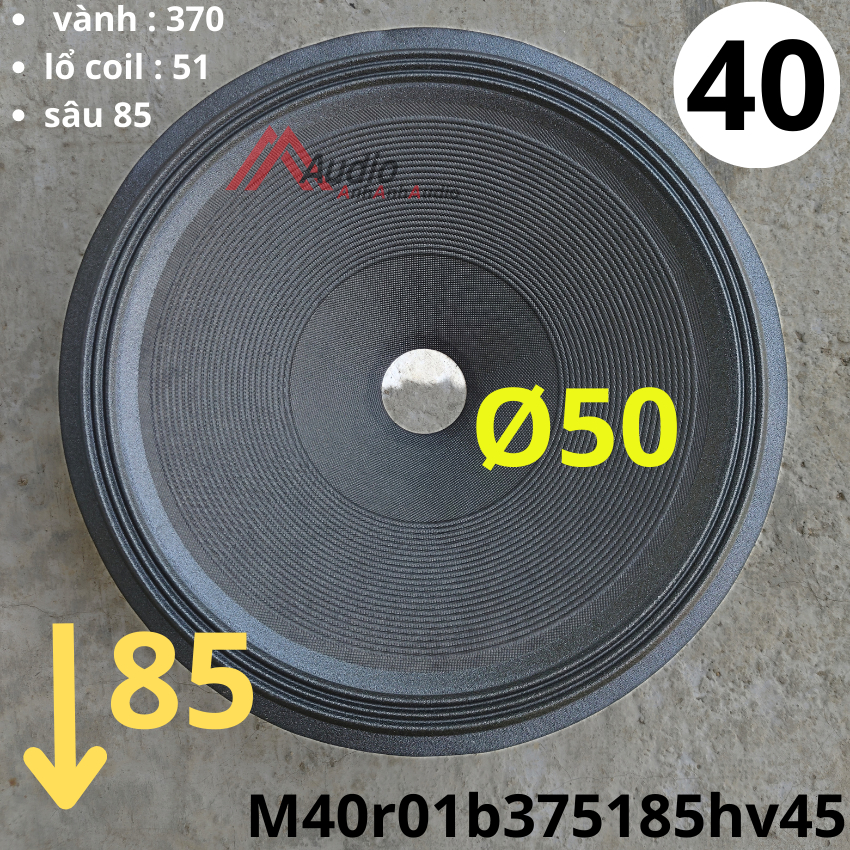 Màng loa bass 40 lổ coil 50