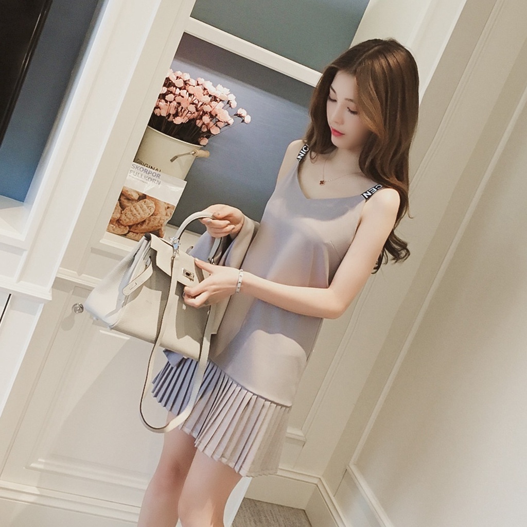 SET ĐẦM HAI DÂY KÈM ÁO KHOÁC VEST