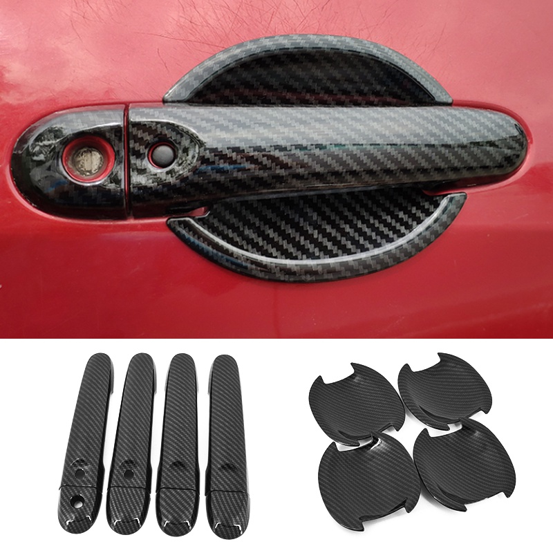 Car Door Handle Scratch Protector, Magnetic Car Door Handle Cup Premium Tpu Carbon Fiber Waterproof Anti Scratch Protective Pads Suitable Cars Trucks Suvs 4 Pcs Black