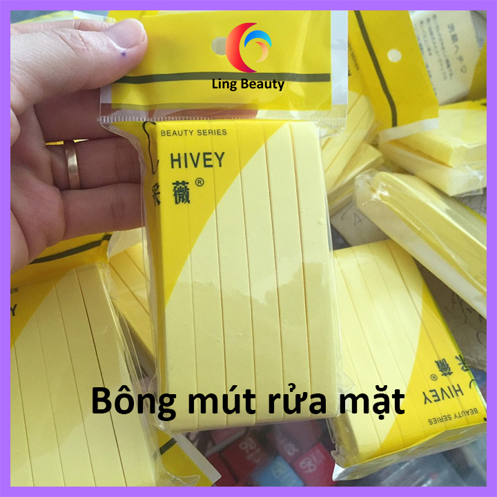 Bông mút rửa mặt [gói 12 miếng - lẻ 6 miếng dùng thử], bông mút bọt biển rửa mặt Chivey