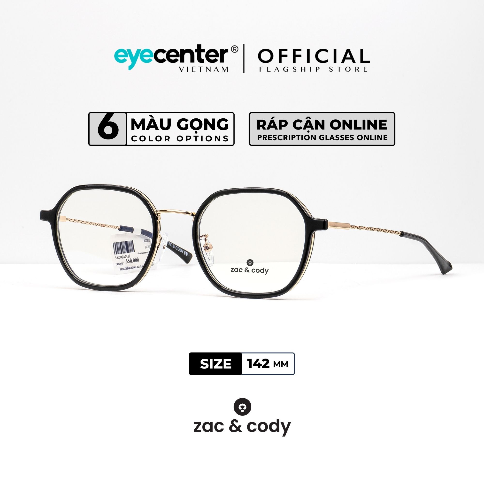 Gọng kính cận nam nữ chính hãng ZAC & CODY B18 kim loại chống gỉ cao cấp nhập khẩu by Eye Center Vietnam