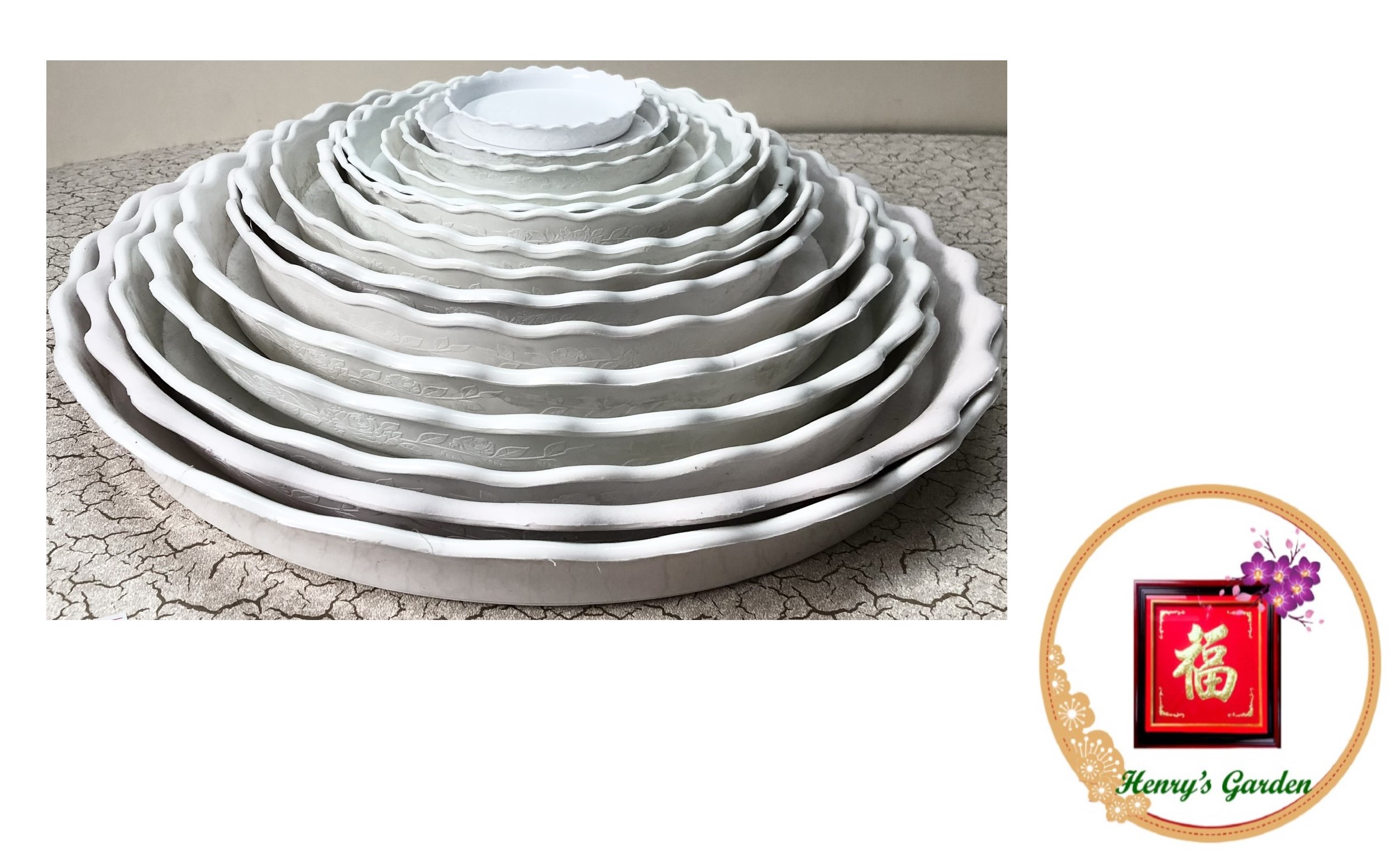 Đĩa lót chậu tròn khía Phi 35cm - #058D#
