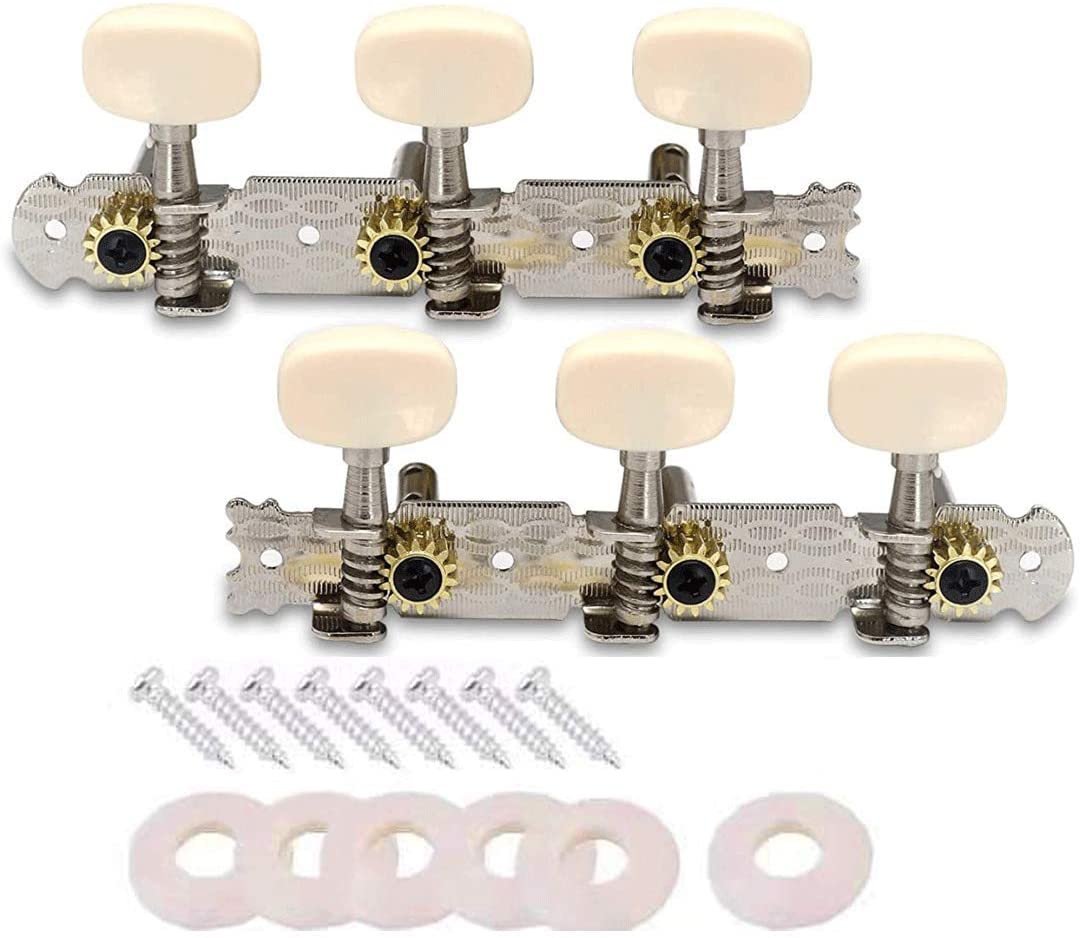 MUPOO Acoustic Guitar String Tuning Machine Head/Guitar Tuning Keys 3 Left 3 Right Alignment Pack of 2 