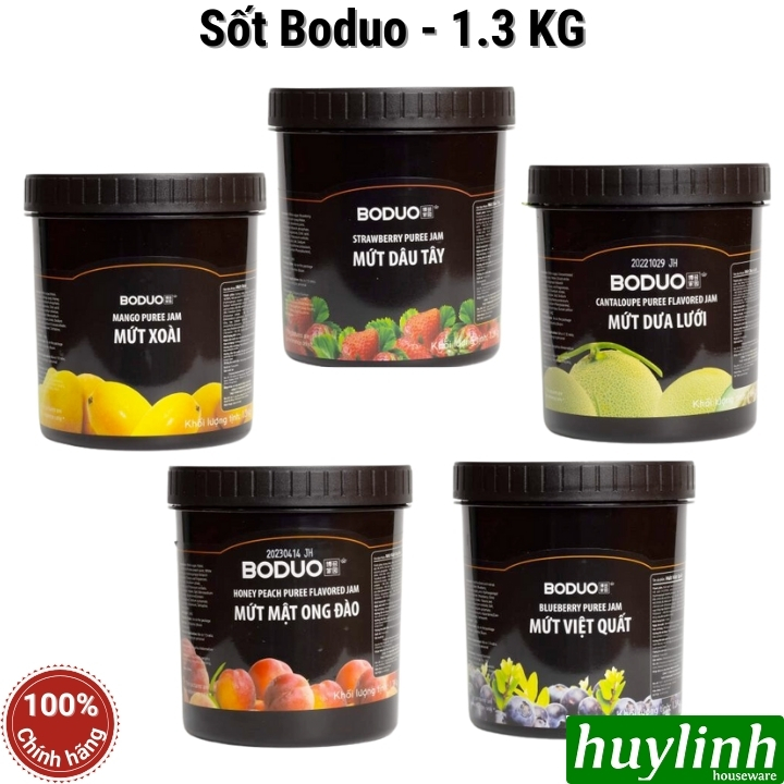 Mứt sốt boduo - 1.3kg (xoài - dâu tây - dưa lưới - mật ong đào - việt quất)