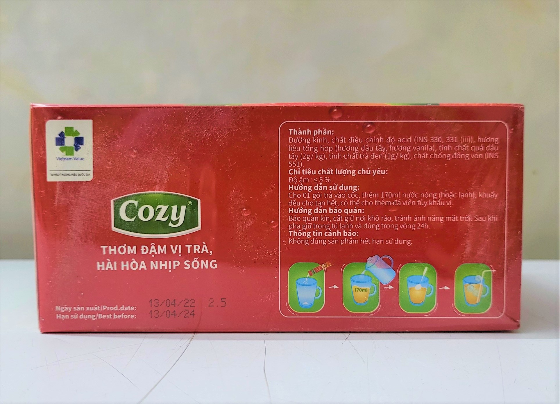 [Hộp 270g] TRÀ DÂU HÒA TAN [VN] COZY Strawberry Ice Tea