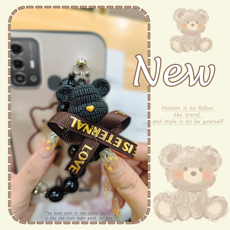 cute%20Back%20Cover%20Phone%20Case%20For%20ZTE%20Blade%20A53%20Pro%20Waterproof%20silicone%20Bear%20bracelet%20Black%20pearl%20pendant%20Cartoon%20soft%20case%20-%20Image%203