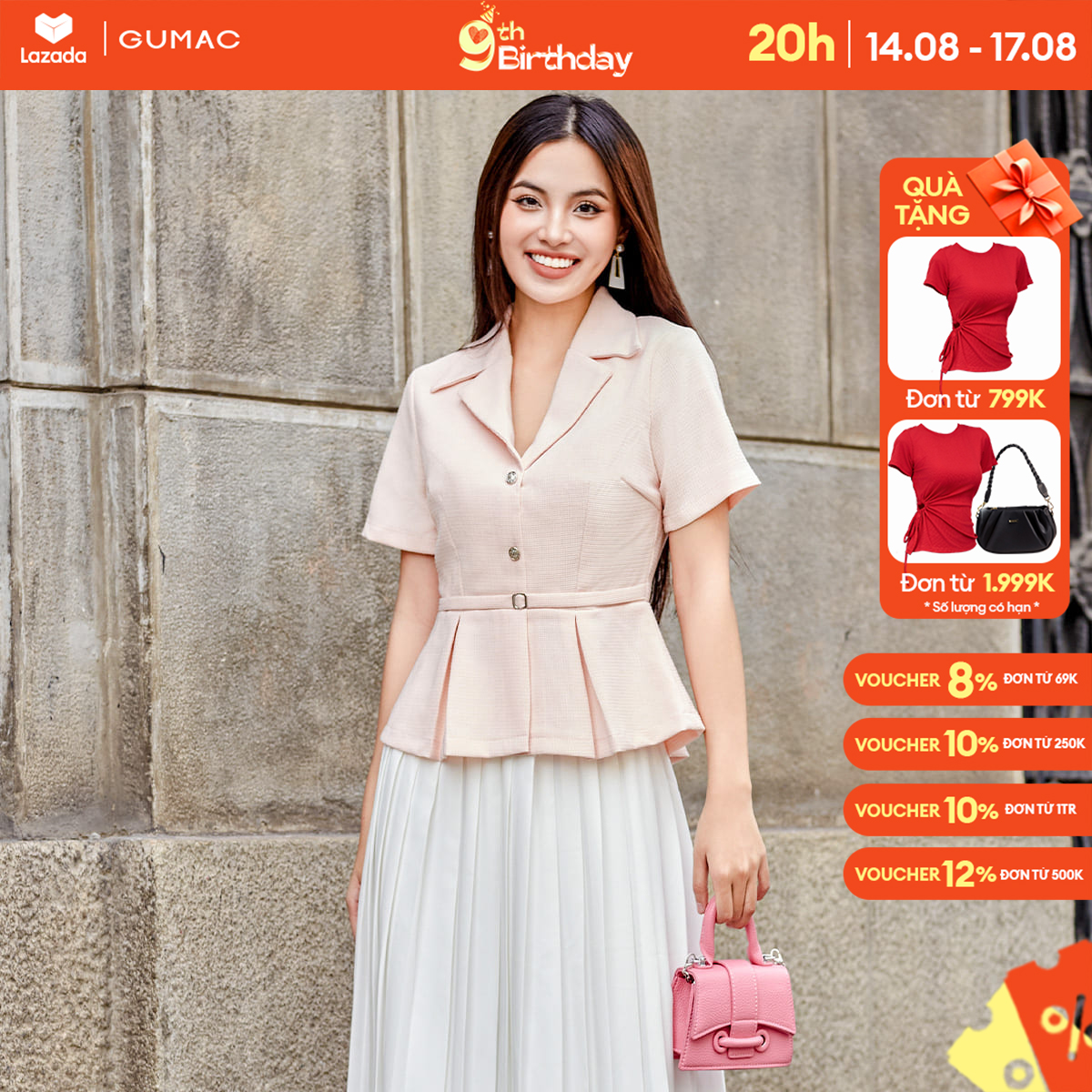 Áo peplum bâu vest thời trang gumac ad12064