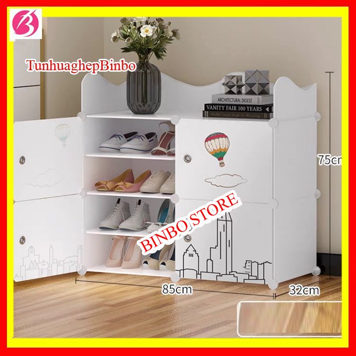 [Mẫu mới] - TỦ nhựa để giày 8 ngăn lượn sóng -Tủ nhựa đựng giày lắp ghép - Kệ để giày - Giá giày dép đa năng bền đẹp để được 16 đôi giày