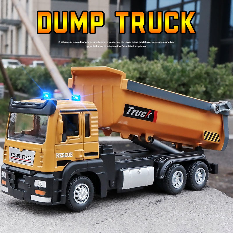 1:50 Scale Dump Truck Alloy Car Model Light & Sound Effect Diecast Car Toys for Boys Birthday Gift Kids Toys Car Collection