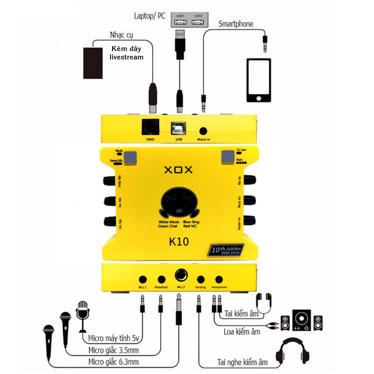Sound card XOX K10 thiết bị chuyên hát karaoke và thu âm