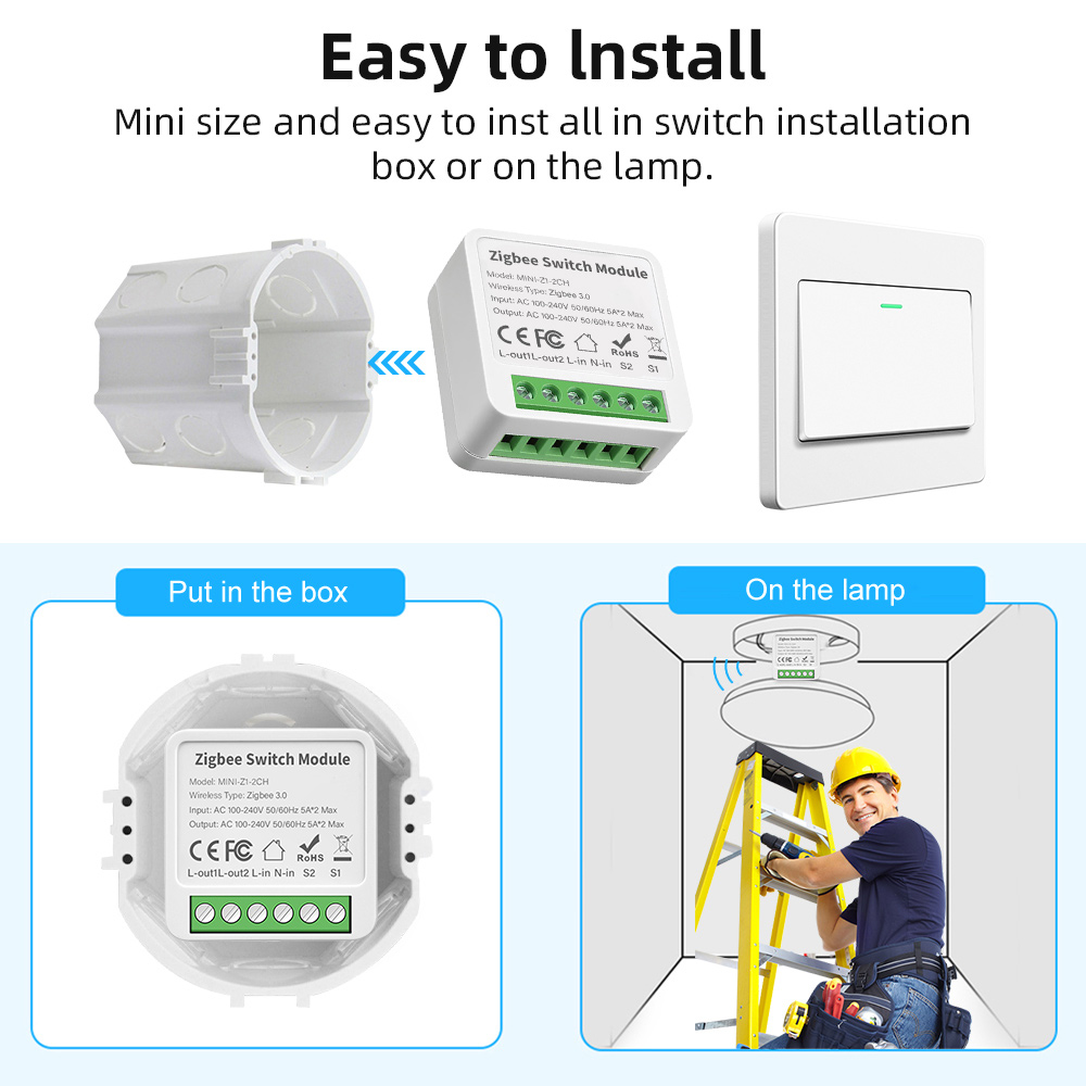 Bitterorangetgd Tuya Zigbee 1/2/3/4 Smart Gang Switch Module 2 Way Control DIY Breaker Smart Home Work With Alexa Goo/gle Home Yandex Alice