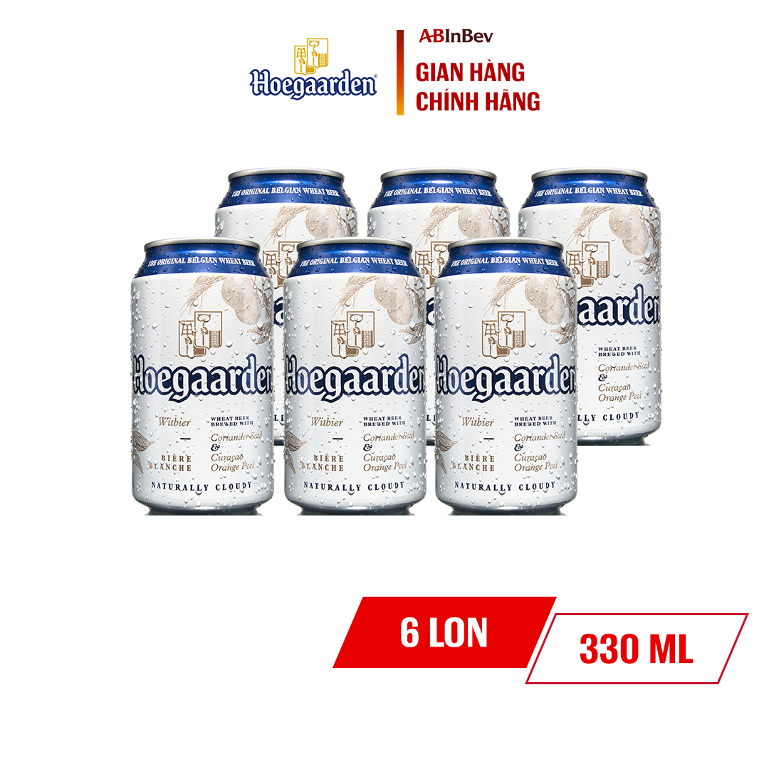 Lốc 6 lon bia Hoegaarden White (330ml/lon) [Date 12/2024]