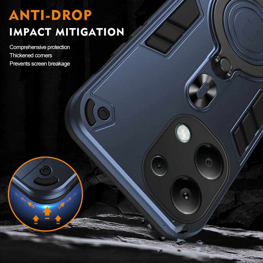 For Redmi Note 13 case Shockproof Armor Bumper Stand with Holder Ring Cover casing For Redmi Note 13 Pro Plus Phone casing.