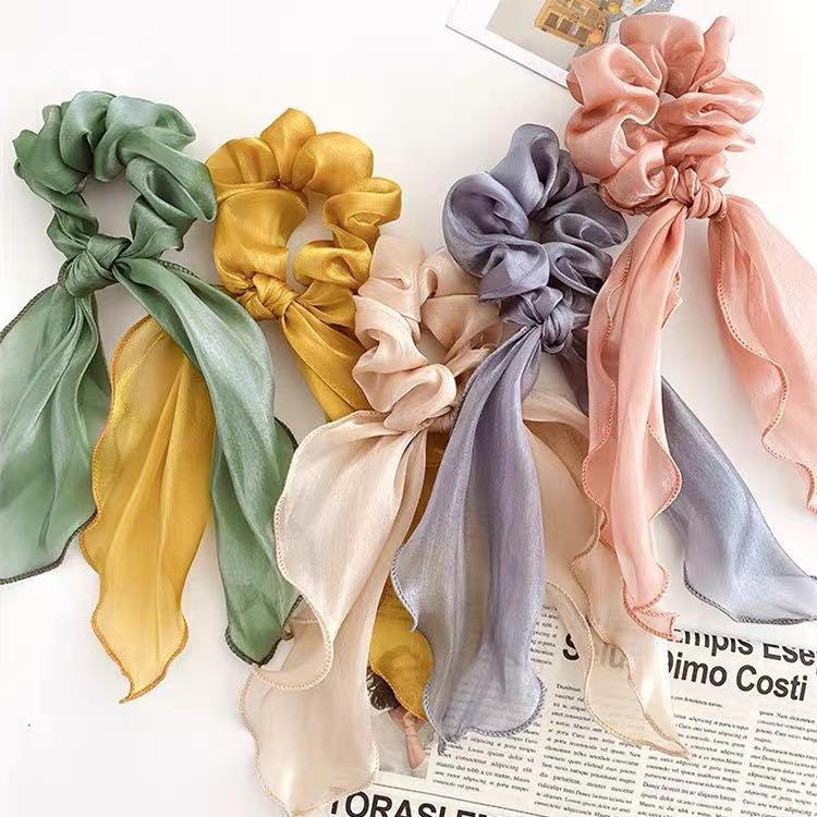 Caribbean sunshine ยางมัดผม ผ้าซาติน แบบเรียบๆ เครื่องประดับศีรษะ