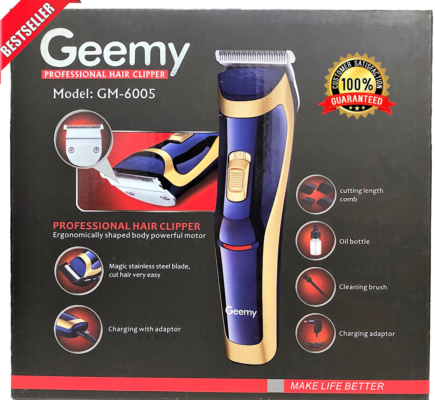Gemei, Geemy GM 6005 Professional Hair Clipper Rechargeable Hair Trimme